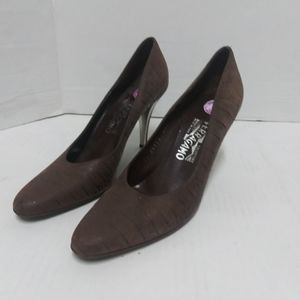 Salvatore ferragmo heel brown 8.5 made in italy
